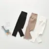 Spring And Autumn Newborn Infant Baby Boys And Girls Cotton Solid Color High Waisted Leggings Kids Fashion Baby Clothing 3