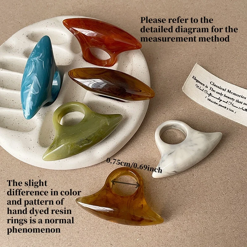 Bohemian Retro Style Irregular Resin Ring for Women - Fashionable & Versatile for Daily Wear