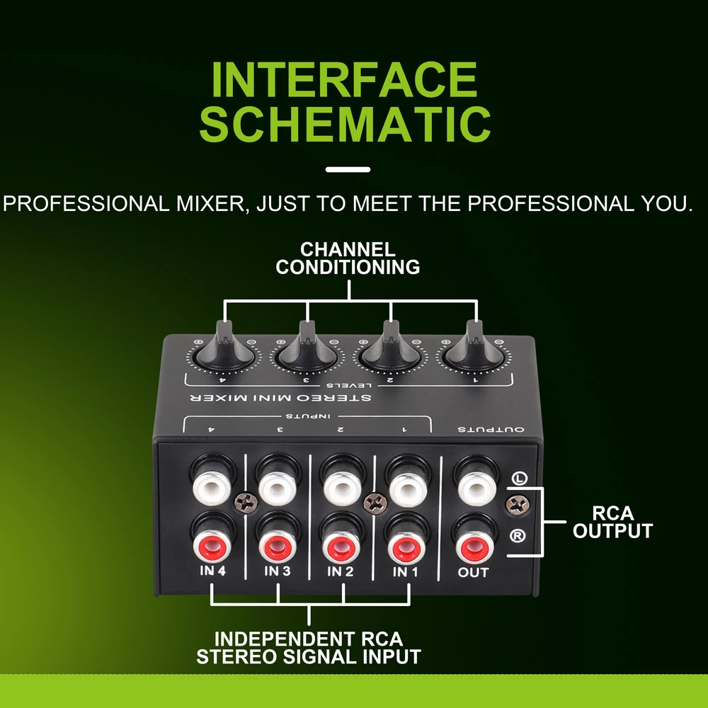Mini Stereo Audio Mixer Mixer Passivo Microfone Multi-canal em Out Splitter para Studio Cx400 - Image 3
