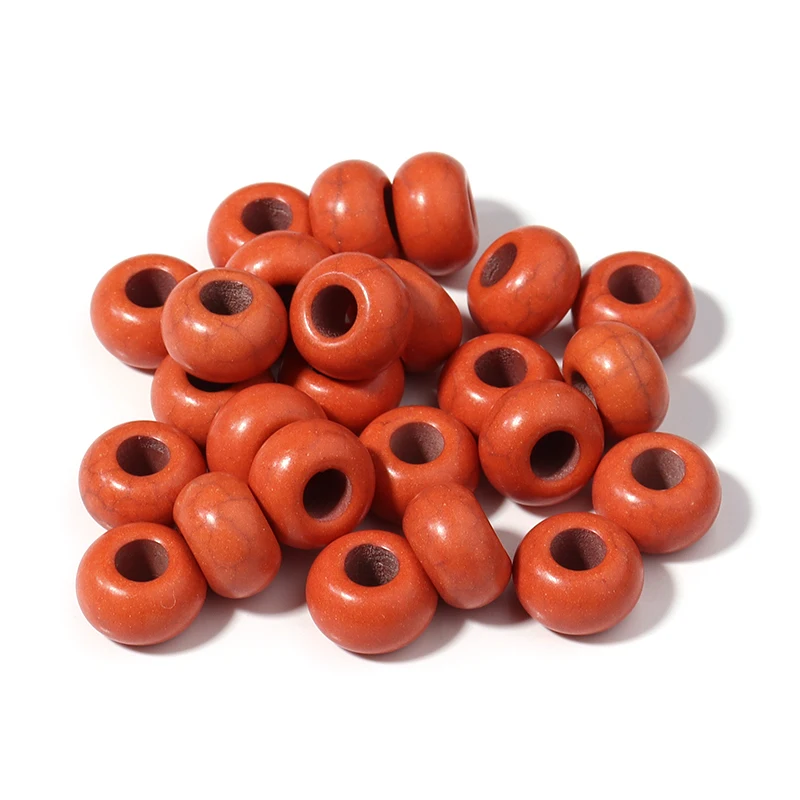 10 stücke Türkis Naturstein Perlen für Schmuck Machen Große Loch Perlen Oblate Lose Spacer Perlen DIY Halsketten Ohrringe Armbänder – Detail 6