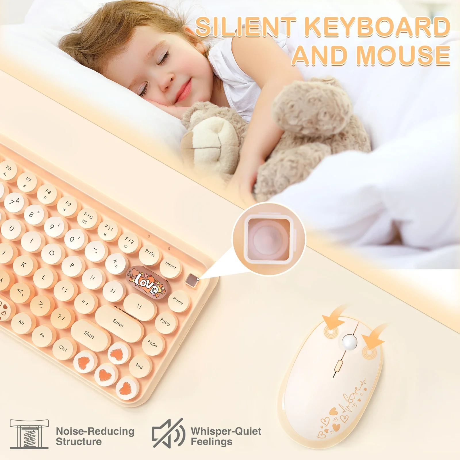 Retro Typewriter Wireless Keyboard and Mouse Set