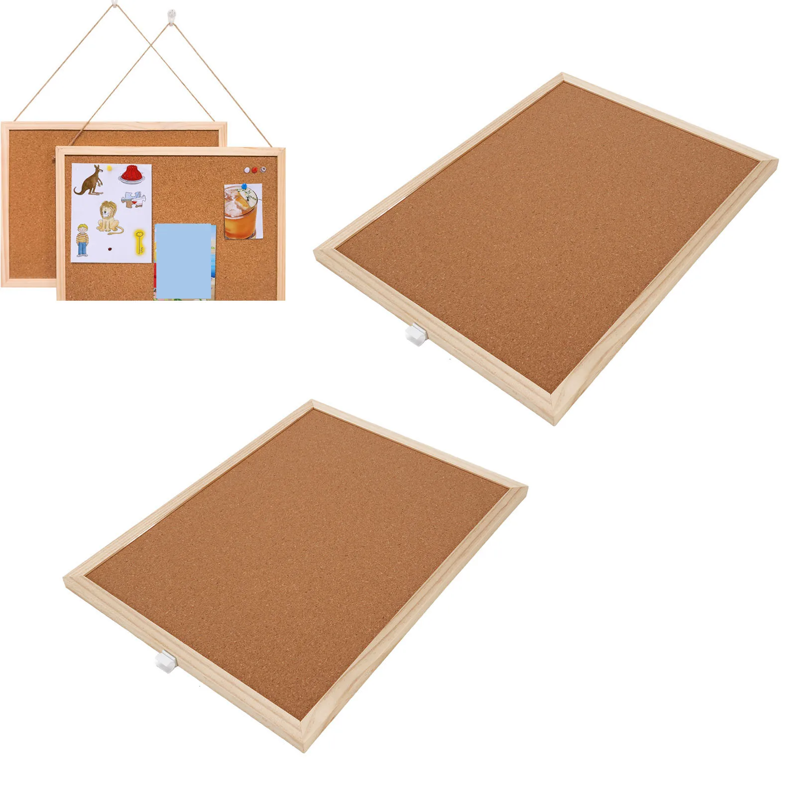 2PCS Cork Boards 30x40cm with Wooden Frame  Walls Decorative Hanging Pin Notice Memo Bulletin Board Cork Boards