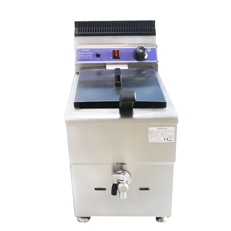 18L Single Cylinder French Fries Fryer Desktop LPG Fryer with Oil Valve Fried Chicken Equipment GF-181V Gas