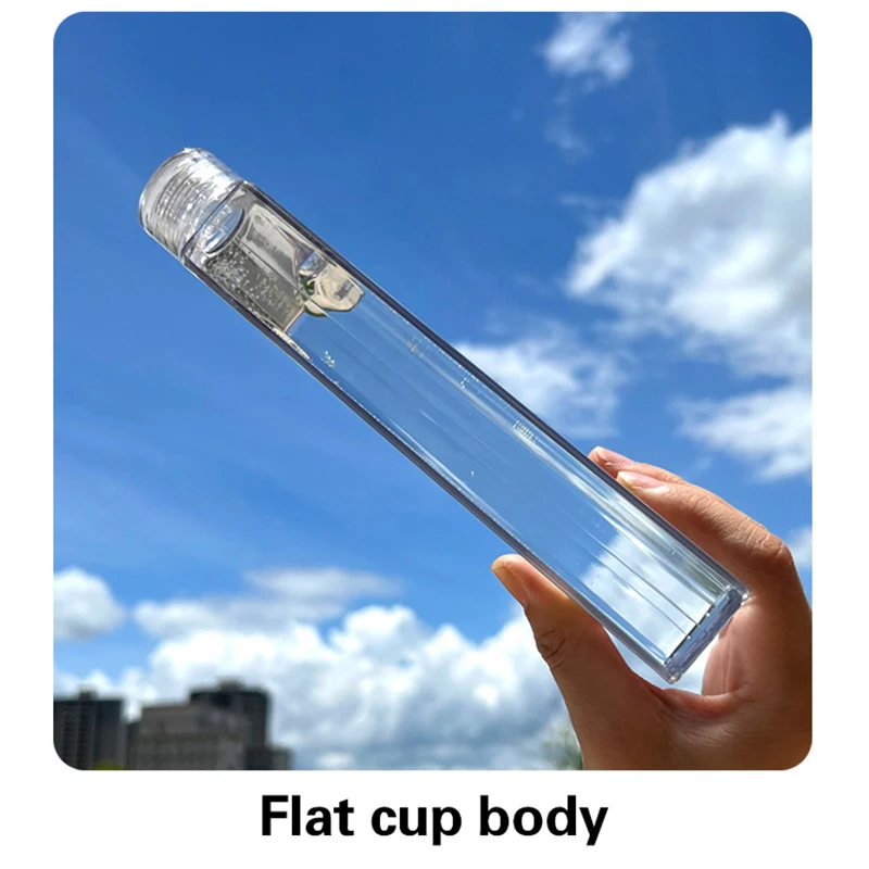 Outdoor Square Water Bottle High Temperature Resistant 500ml Flat Water Cup Transparent Portable
