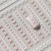 1pcs Sweet Pearl Lace Bow Nail Stickers Love Heart Pink White Black Lace Bow Self Adhesive Nail Art Decorations Decals Accessory 1