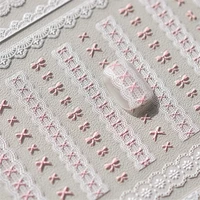 1pcs Sweet Pearl Lace Bow Nail Stickers Love Heart Pink White Black Lace Bow Self Adhesive Nail Art Decorations Decals Accessory 1