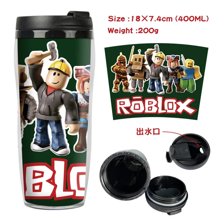 

Roblox Peripheral Drinking Cup with Cover Virtual World Anime Student Portable Sports Drinking Cup Kettle Girls Kids Boys