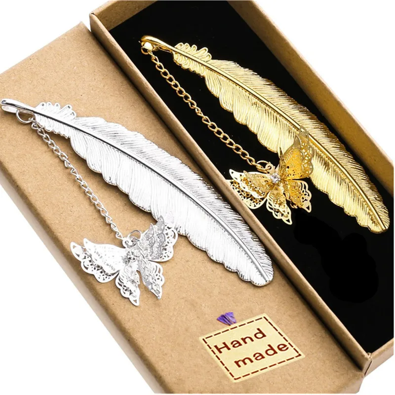 Metal bookmark bookmark page holder bookmark holder cute pendant school teacher child gift pretty stationery award boxed brass leaf vein tassel butterfly book marks