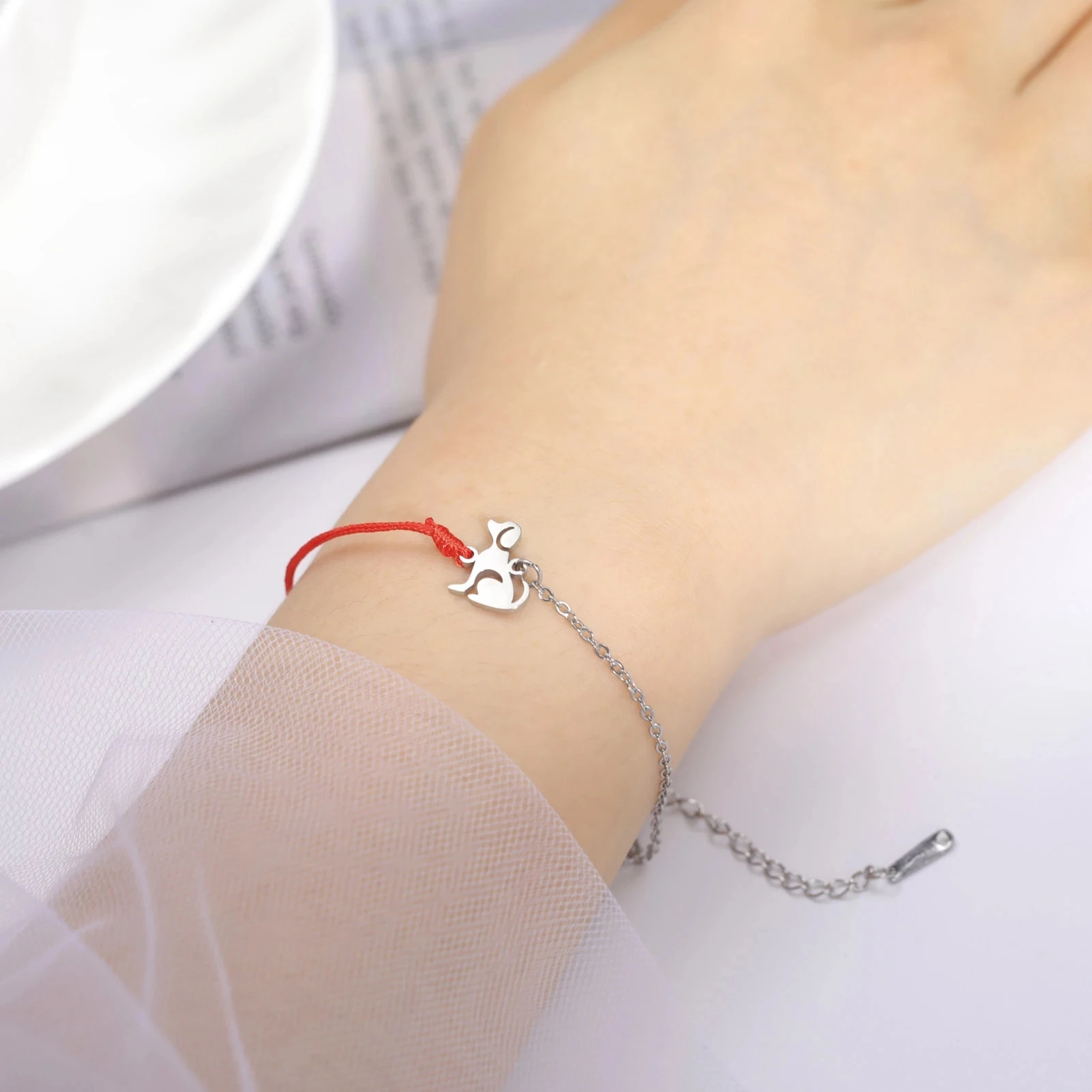 Cute Pet Labrador Dog Charm Bracelet Stainless Steel Wax Rope Bracelets for Women Girl Jewelry - PeticaDeals