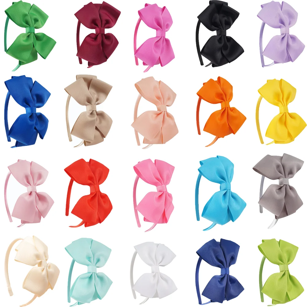 Vibrant Solid Color Bow Hairbands for Kids - Stylish Ribbon Hair Accessories for Girls