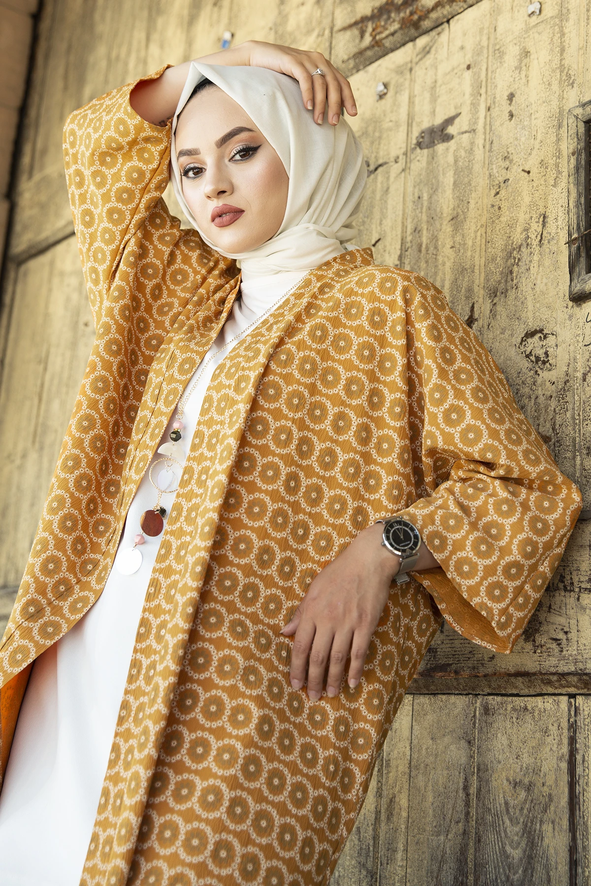 Patterned Kimono MD-Mustard