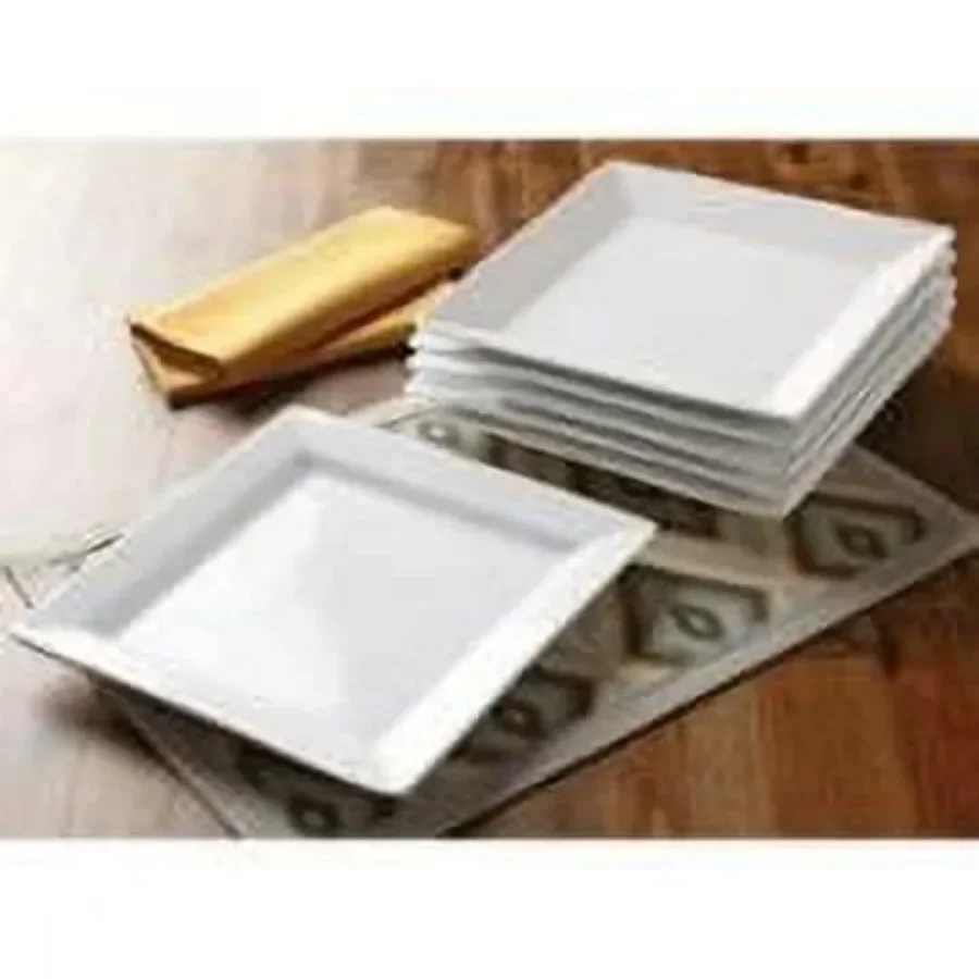 16-Piece Square Porcelain Dinnerware Set, Modern Tableware for 4-Settings & Contemporary Dining. 5