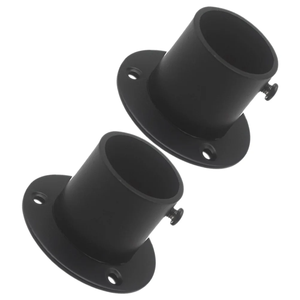 2 Pcs Curtain Rod Bracket Clothes Pole Base Shower Socket Wardrobe Closet Window Stainless Steel End Supports Holder