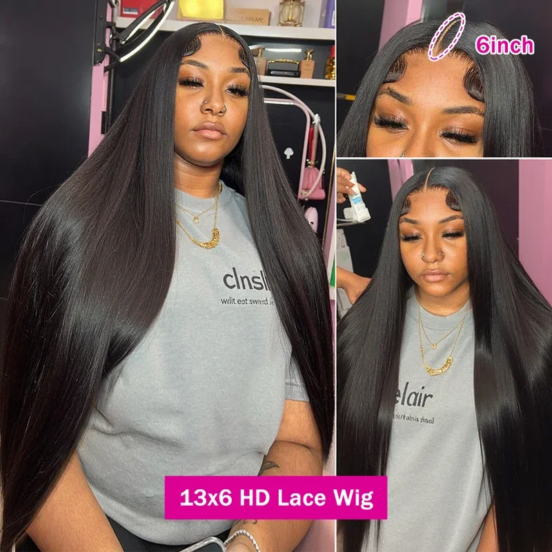 100% Human Hair Bone Straight Wig 13x4/13x6/5x5 HD Lace Frontal Glueless 30 40 Inch Brazilian For Women
