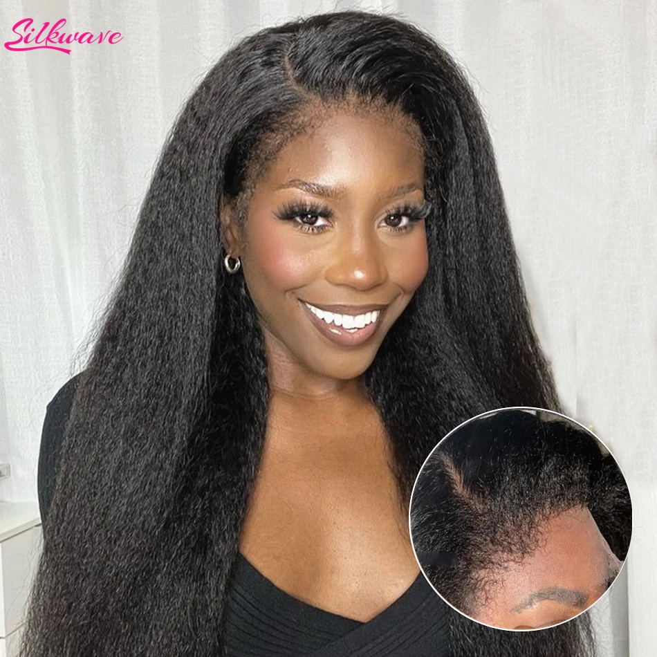 

13x6 Hd Lace Frontal Wig 4C Edges Yaki Kinky Straight Curly Baby Hair Lace Wigs Human Hair For Women 36Inch Pre Plucked Hairline