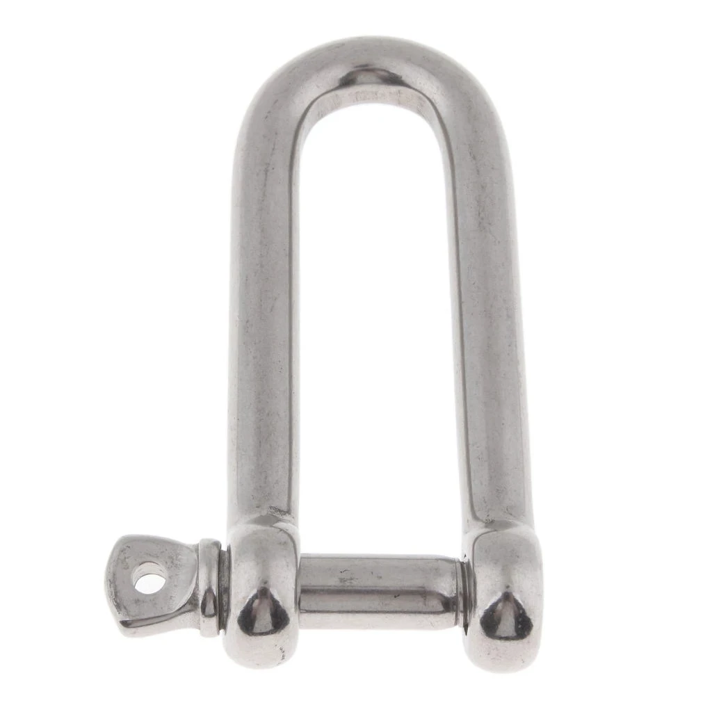 M10 Boat Safety Euro Pin D Type Shackle Slender Connecting Ring 304 Stainless Steel Buckle Rigging Accessories