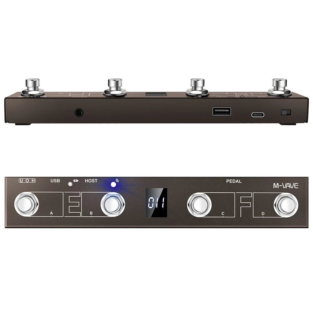 MIDI Controller M-VAVE Chocolate Plus For MIDI Footswitch Controller Rechargeable 4 Buttons For MIDI Controller Pedal Wireless Transmission