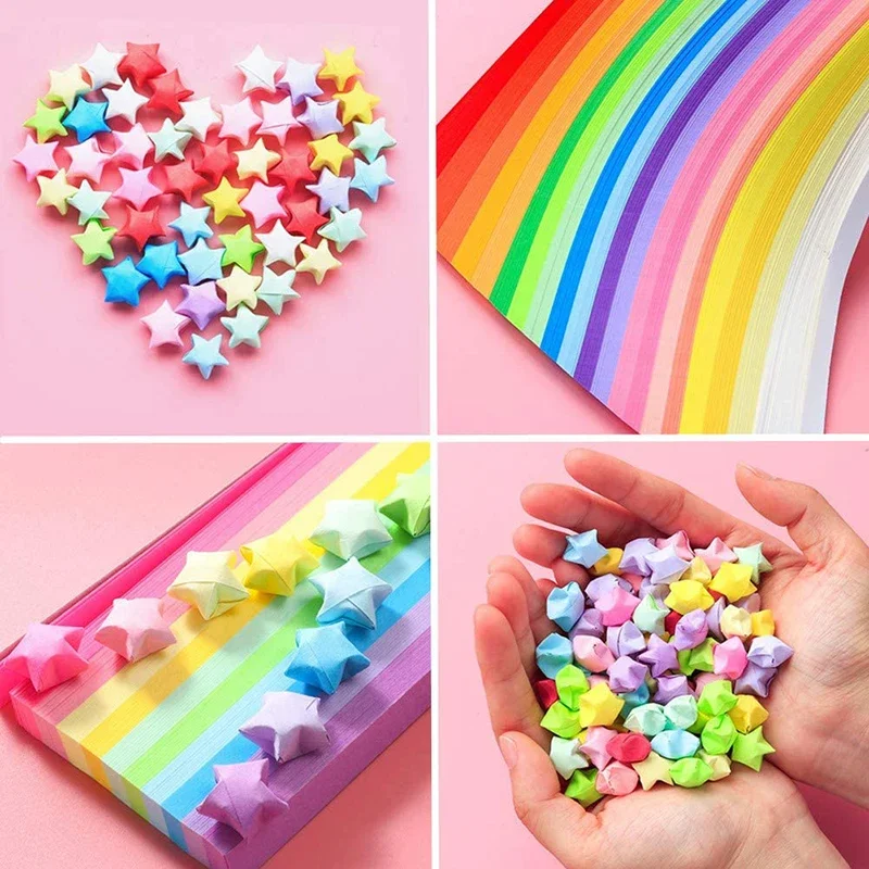 Vibrant Origami Star Paper Strips - 540 Sheets in 27 Colors