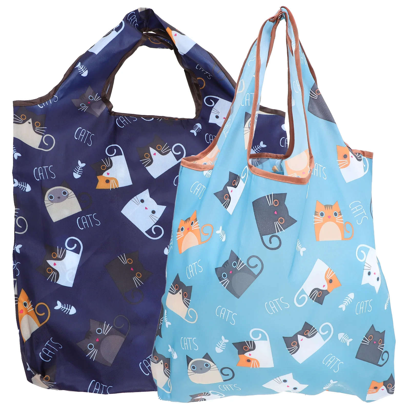 

2 Pcs Cat Eco-friendly Bag Tote Travel Bags Vegetable Storage Fold Wallet Shopping Pouch Nylon Supermarket Portable Miss