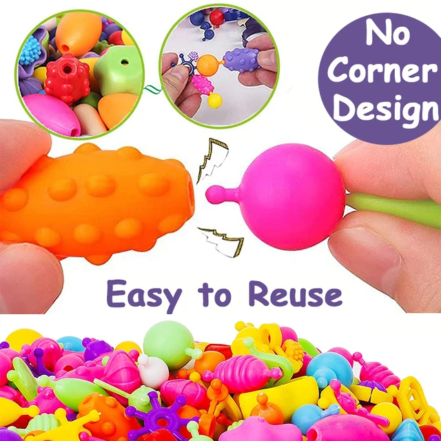 580Pcs Kids Pop Snap Beads Set DIY Fashion Jewelry Bracelet Making Kit Toys To Make Hairband Necklace Christmas Birthday Gifts 5