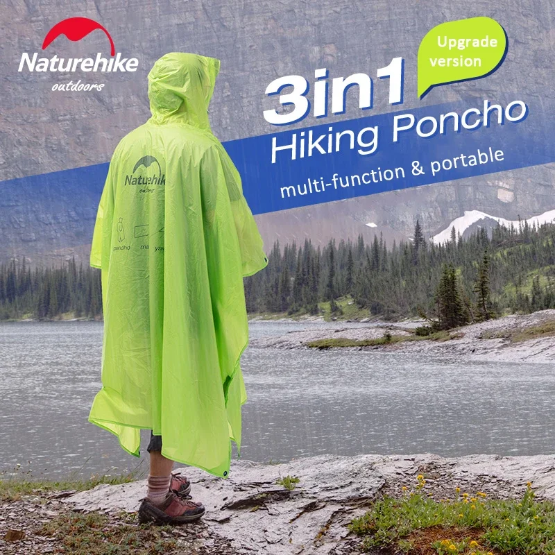 Naturehike Rain Jacket 3 in 1 Multifunction Poncho Raincoat Rainwear Sand Beach Mat Fshing Canopy Awning Bike Poncho Picnic Mat 3