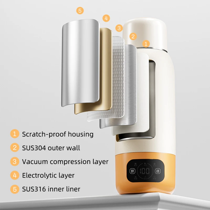 100-240V Electric Kettle 600ML Portable Heating Cup Multifunction Boiled Water Pot Smart Teapot Adjustable Temperature Kettles 6