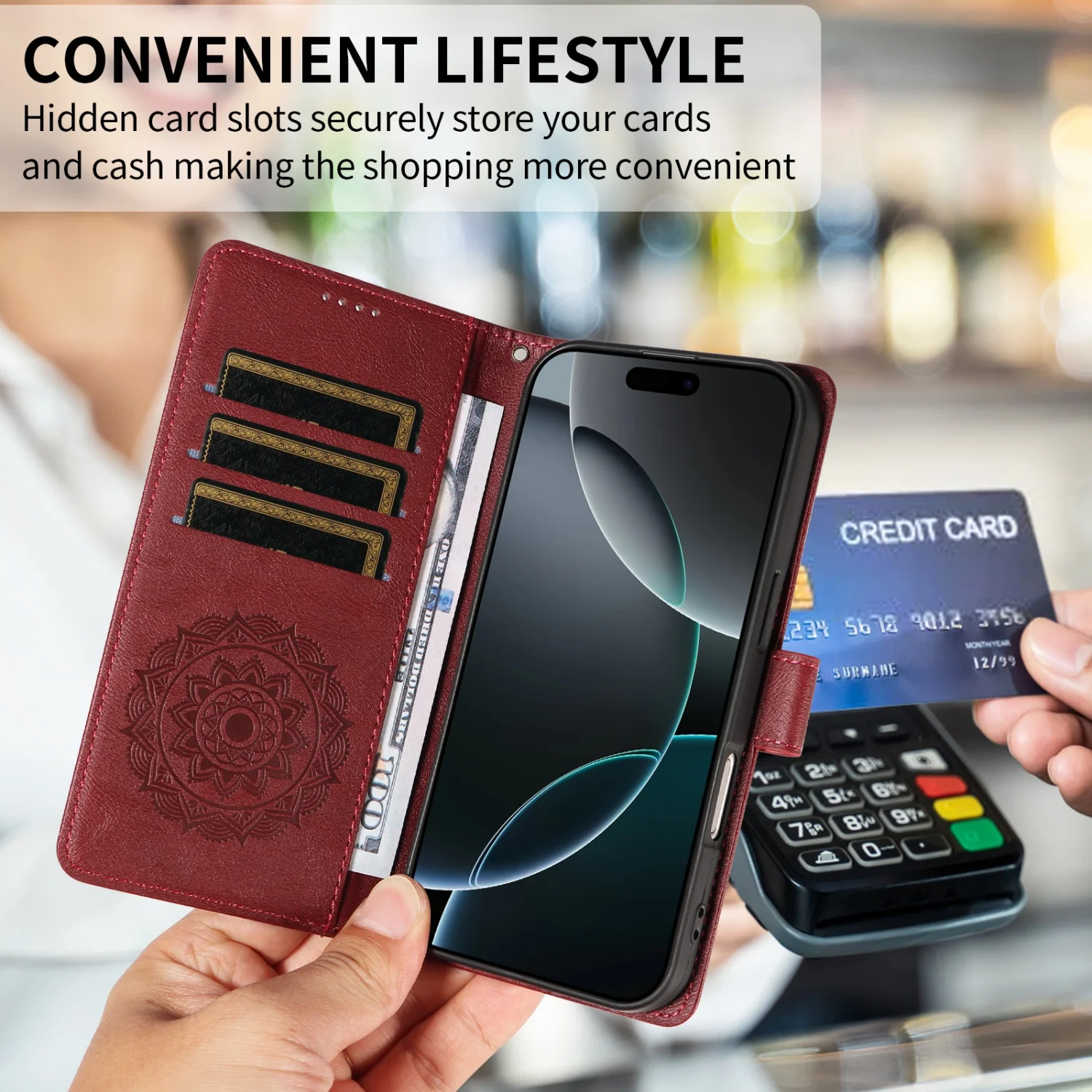 Premium PU Leather Flip Wallet Cover - Luxury Holder Case