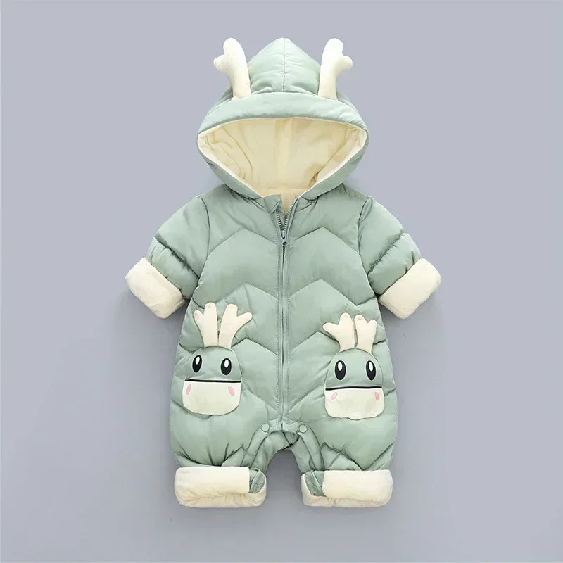 

2023 New born Baby Girl clothes Winter Snowsuit Plus Velvet Thick Baby Boys Jumpsuit 0-3 Years Romper boy Overalls Toddler Coat