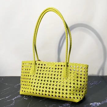 Borse Tote Traforate alla Moda per Donna, Borse e Borsette di Lusso Firmate, Novità 2026 in PU Effetto Intrecciato Goffrato, Borsa a Spalla Sottobraccio