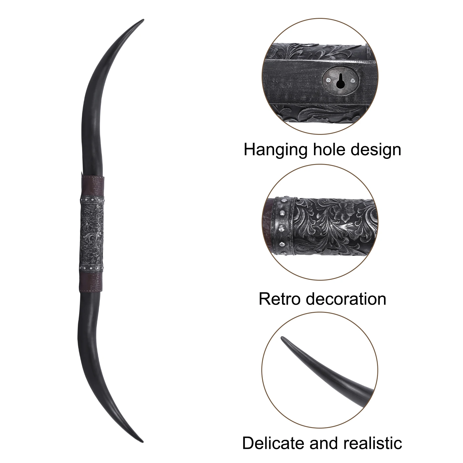 70inch Faux Bull Longhorn Skull Faux Taxidermy Unique Steer Horns Wall Decor for Animal Hunting Lovers & Wildlife Enthusiasts