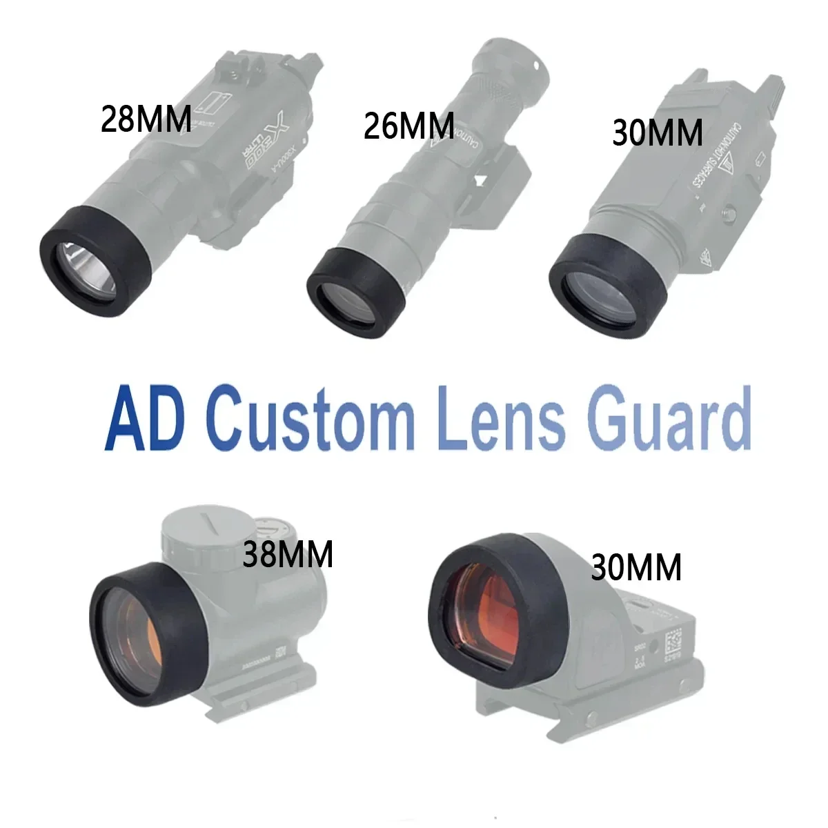 Weapon LED Lights Protector AD Custom Lens Guard Tactical SF M300 M600 X300 X300V T01 T02 Red Dot SIght Scope 26MM 28MM 30MM