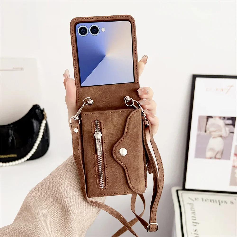 Elegant Leather Crossbody Zipper Wallet Phone Case with Card Holder