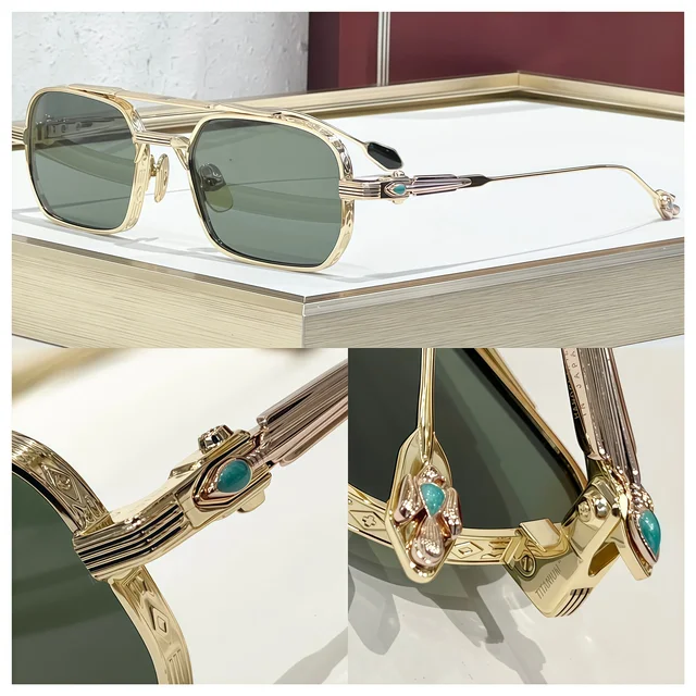 Lunettes de soleil de luxe Deaver, incrustation de pierres précieuses faites à la main, style aviateur rétro, UV400, pour hommes et femmes 1