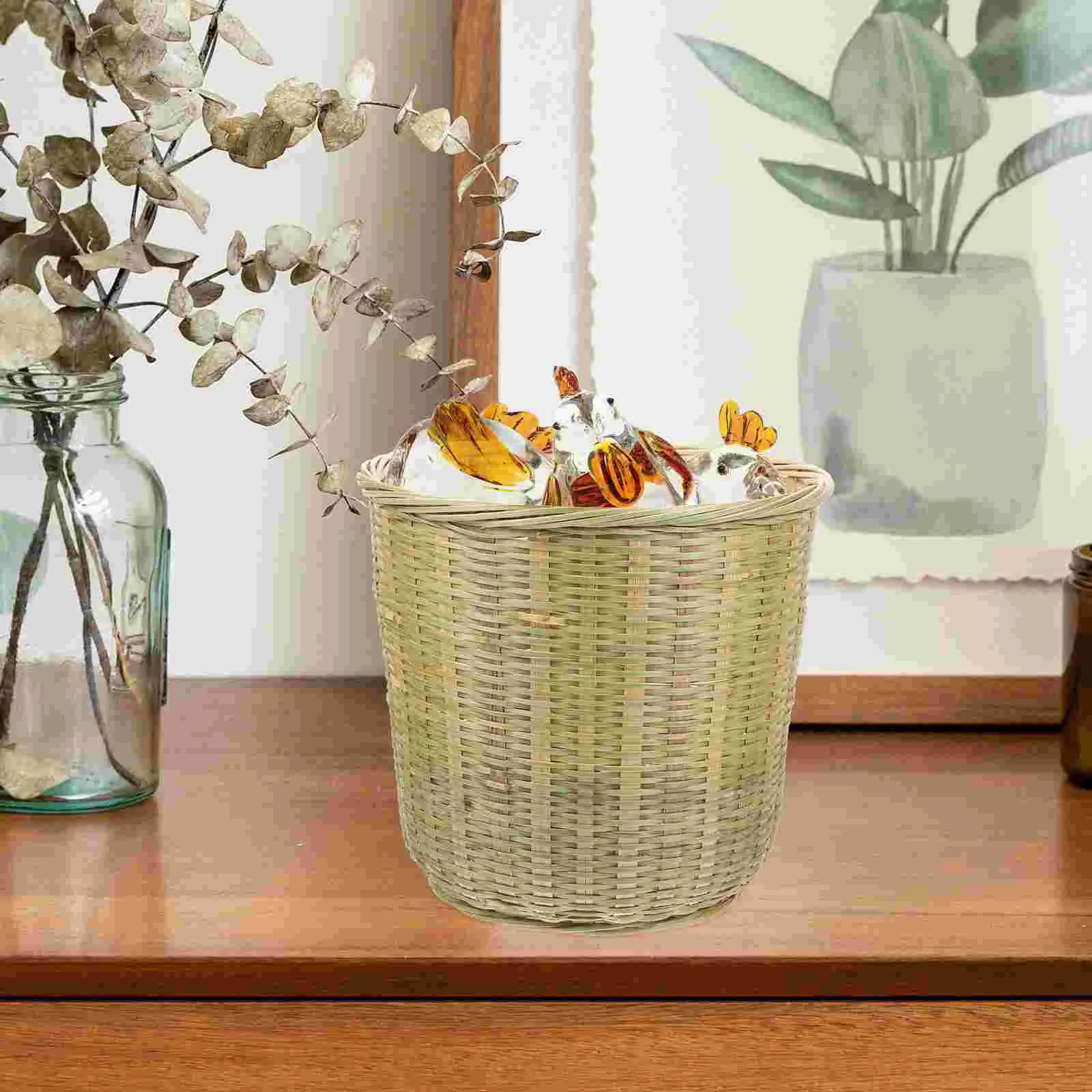 Bamboo Storage Basket Baskets for Home Snack Serving Seaweed Treats Woven Office 3
