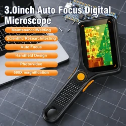 High - Resolution Portable Digital Microscope with Camera and Video Recorder (Black 500x)