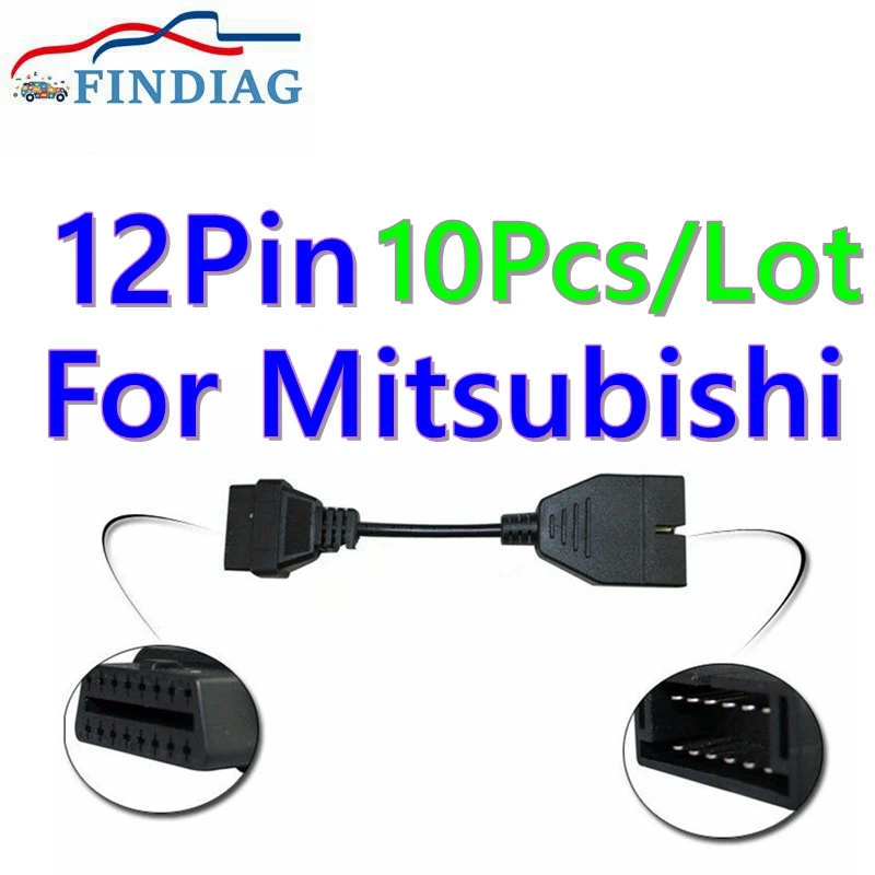 르노 12 핀 OBDII OBD 2 커넥터 어댑터, 진단 익스텐션 케이블, 르노 12 핀, 16 핀, 10 개/몫, 최고의 가격