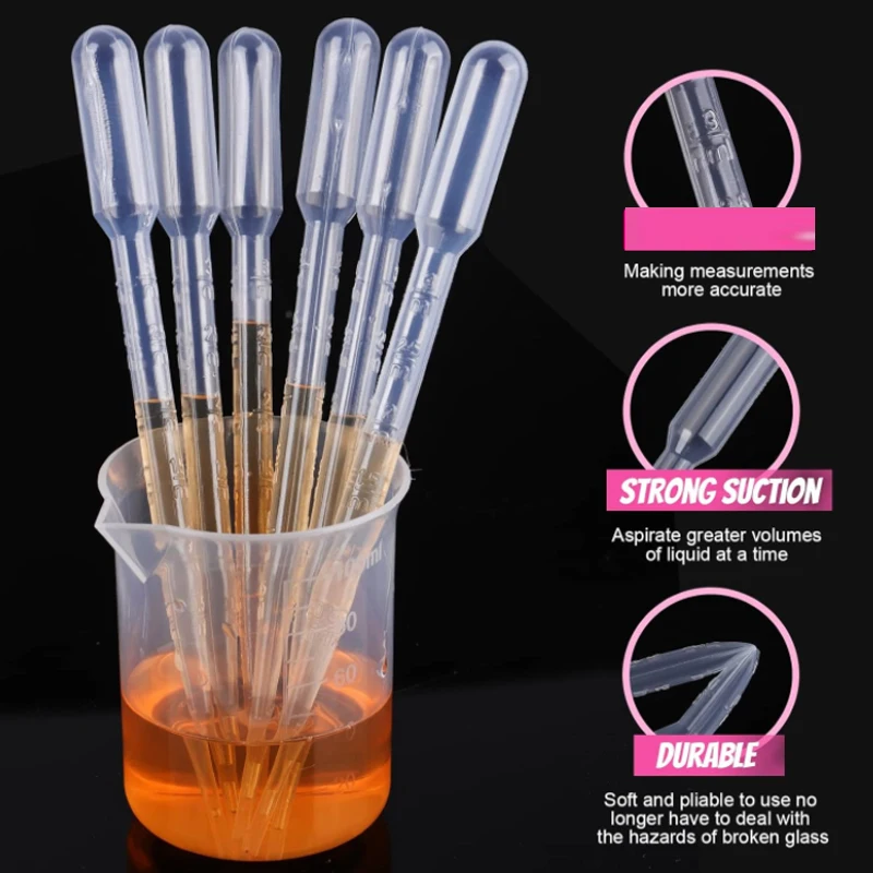 25-100PCS Practical Transparent Pipettes Disposable Safe Plastic Eye Dropper Transfer Graduated Pipettes Educational Supplies