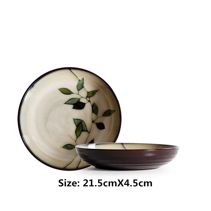 New Japanese and Korean Ceramic Tableware Creative Hand-painted Plate Rice Bowl Soup Bowl Noodle Salad Plate Water Cup