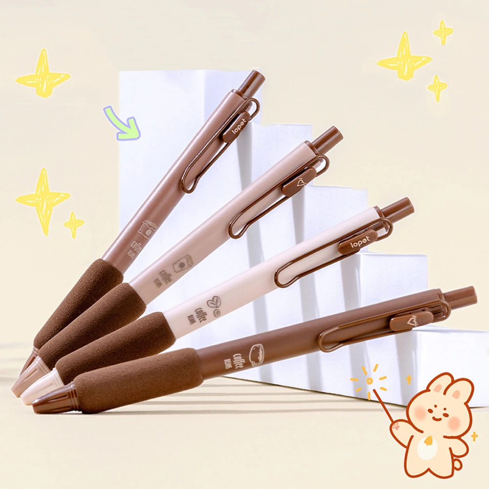 4 Pcs/Set Coffee Soft Bread Gel Pen 0.5mm Black Color Gel Ink Pens For Writing Office School Stationery Supplies