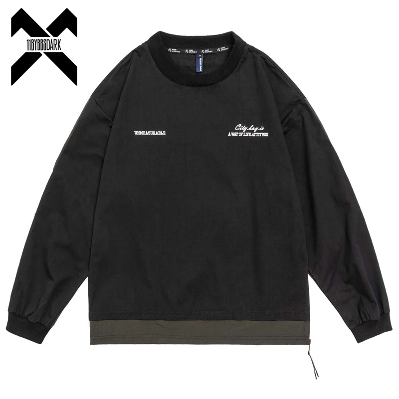 

2023 Autumn Functional Sweatshirt Men Fashion Color Patchwork Tactical Pullover Loose O-Neck Sweat Shirt Tops Men Techwear