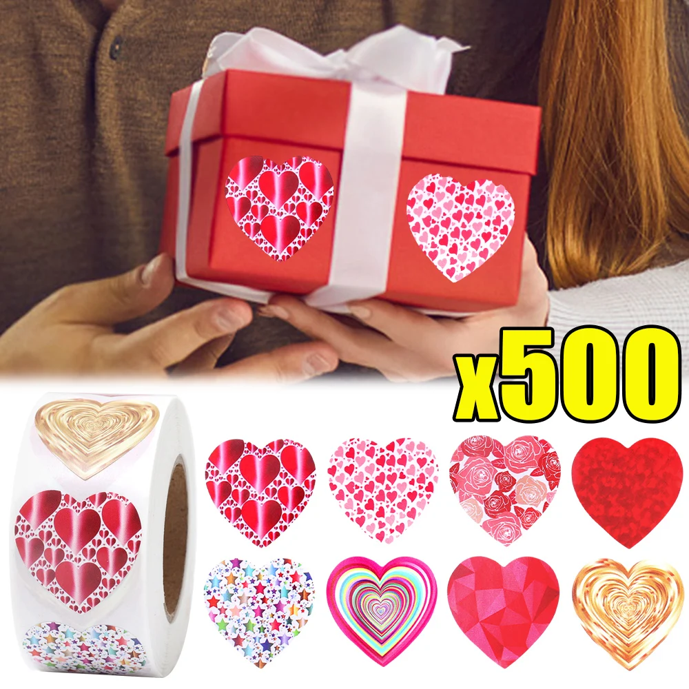 

500 шт./рулон, наклейки в форме сердца