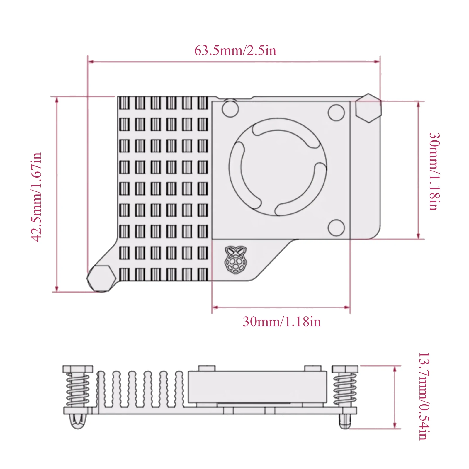 Official Raspberry Pi Active Cooler Fan Anodized Aluminum Heatsink Silver DC 5V Support PWM Speed Control For Raspberry Pi 5