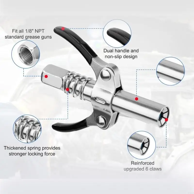 C4DD Grease Guns Adapter Fittings Quick Connection Coupler for Efficient Lubrication