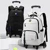 Trolley School Bags for Teenage Boys Solid Color White Black Rolling Backpack High School Backpack with Wheels Student Book Bag 3