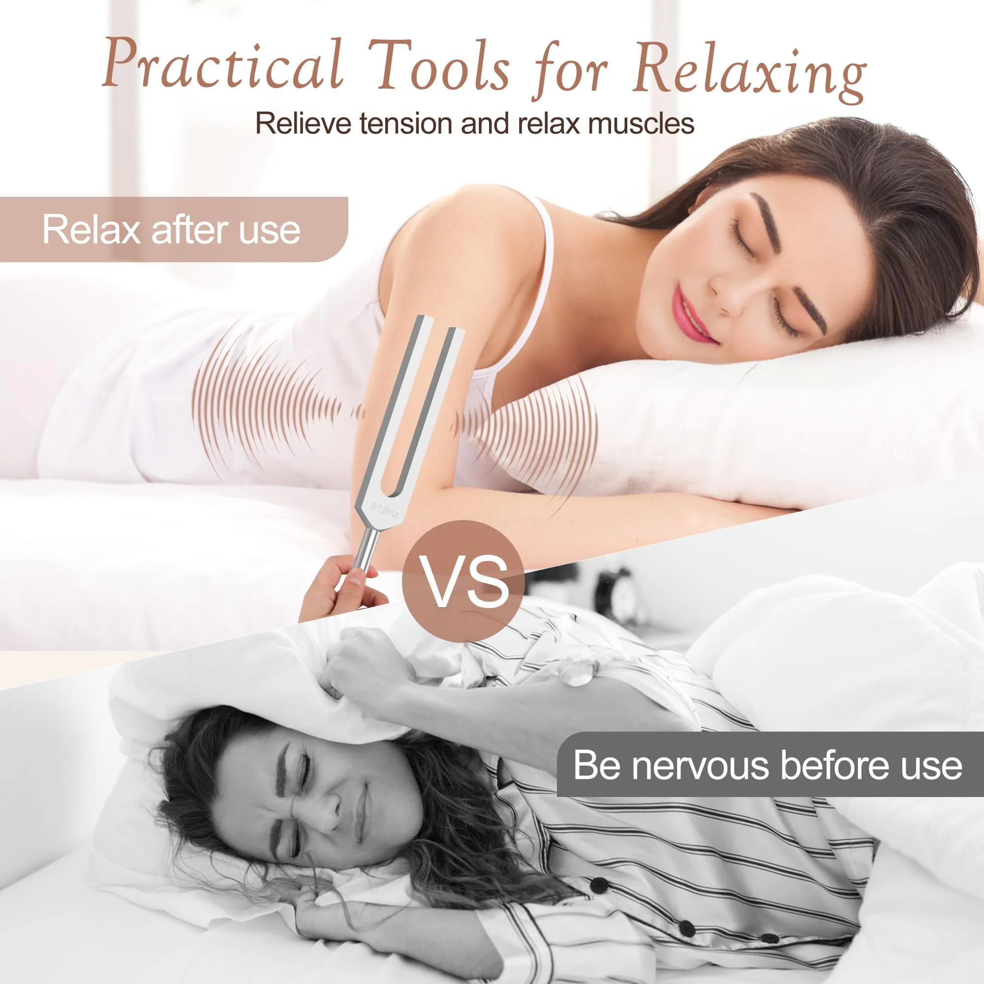 Miwayer 512Hz Tuning Fork, Solfeggio Vibration Therapy Tool for Deep Calming, Body Pain Relief, Chakra Balance & Energy Restorat