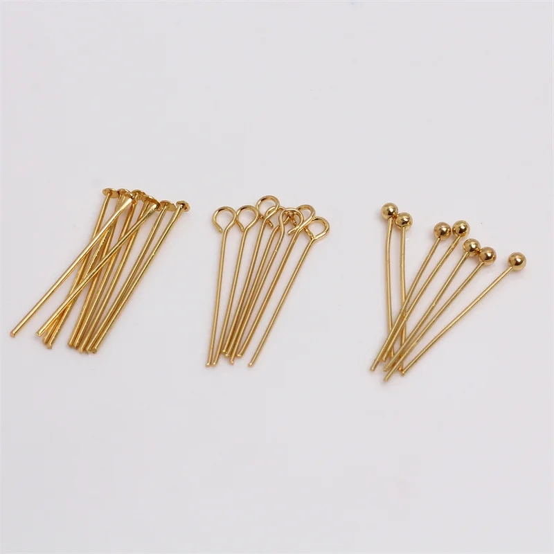 Sourcing 14K package golden color ball needle bead needle flat needle T  needle 9-pin handmade DIY make earrings - Dropshipman