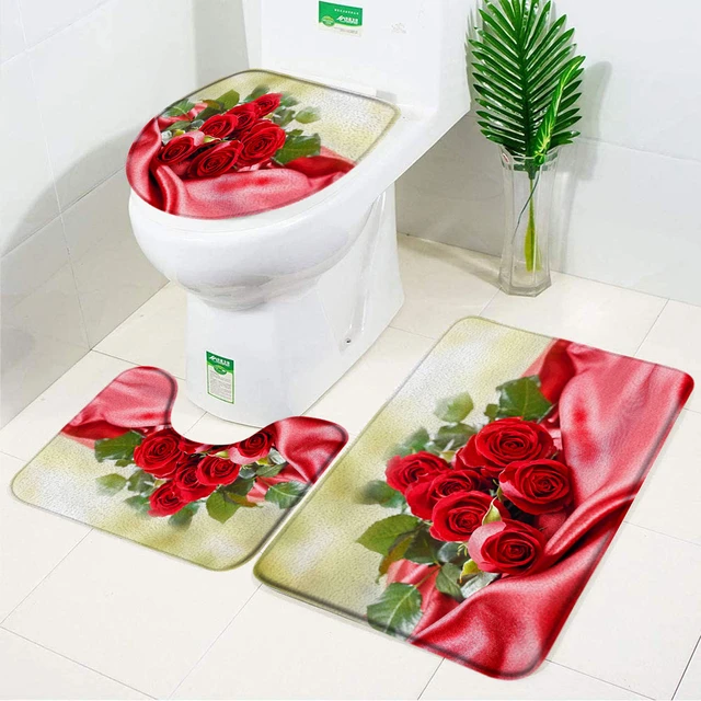 Turquoise Bathroom Accessories  Bath Mats Bathroom Turquoise - Blue 3 Pcs  Toilet - Aliexpress