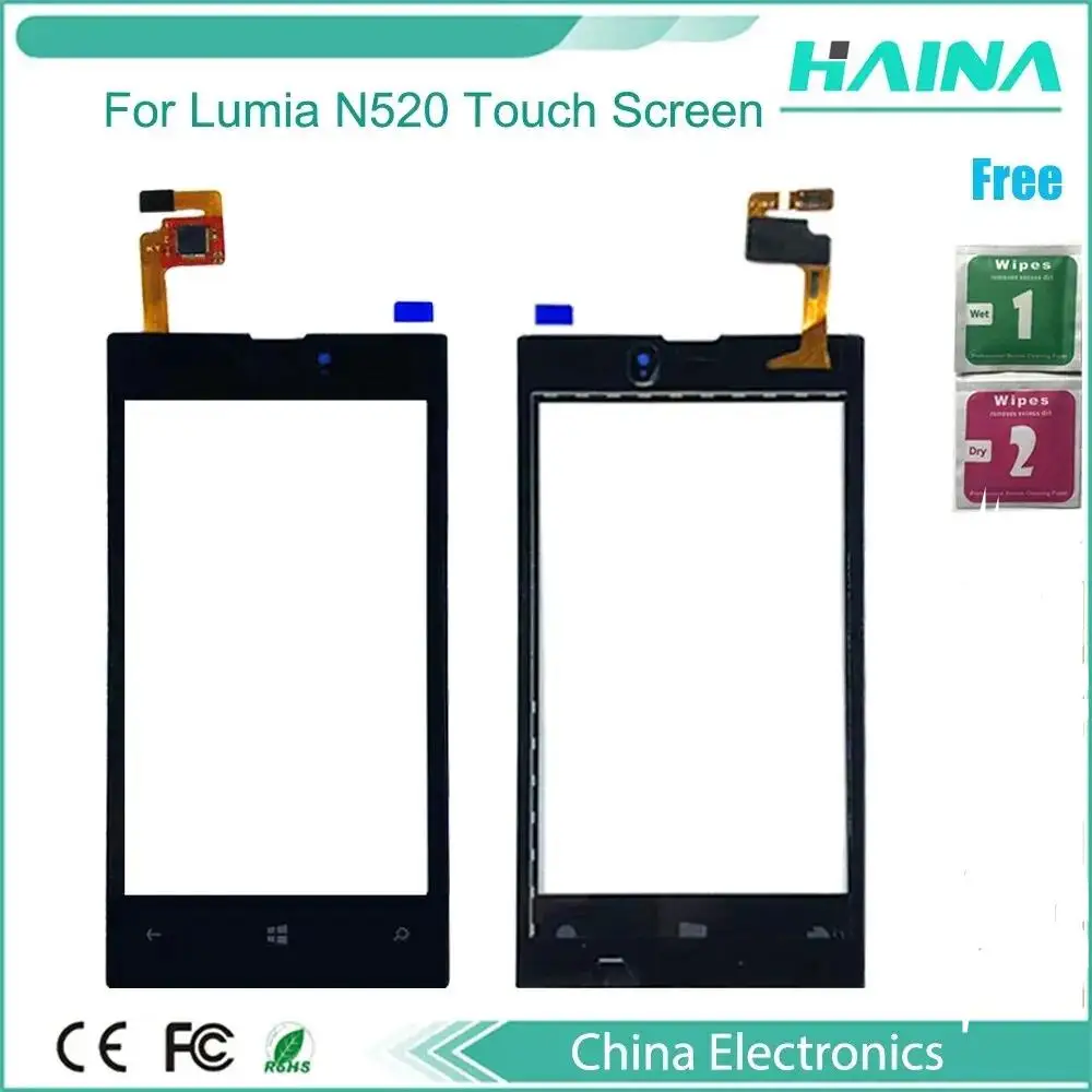 good 4.0" For Nokia Lumia 520 N520 Touch Screen Digitizer Sensor Outer Front Glass Lens Panel With Frame Black