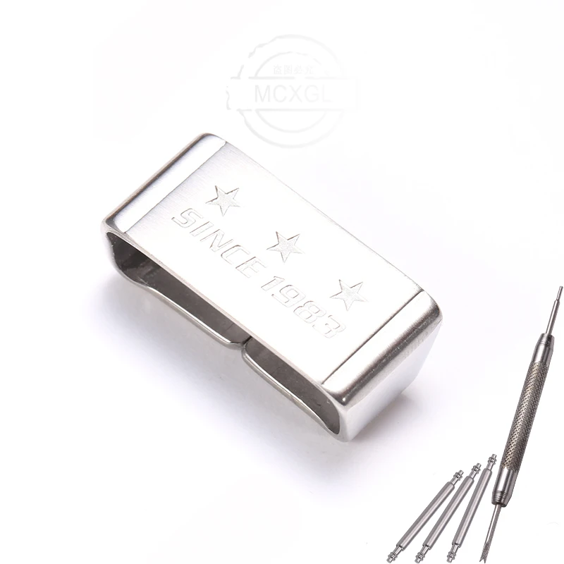 Stainless Steel Watch Band Strap Holder Loop and Bezel Buckle