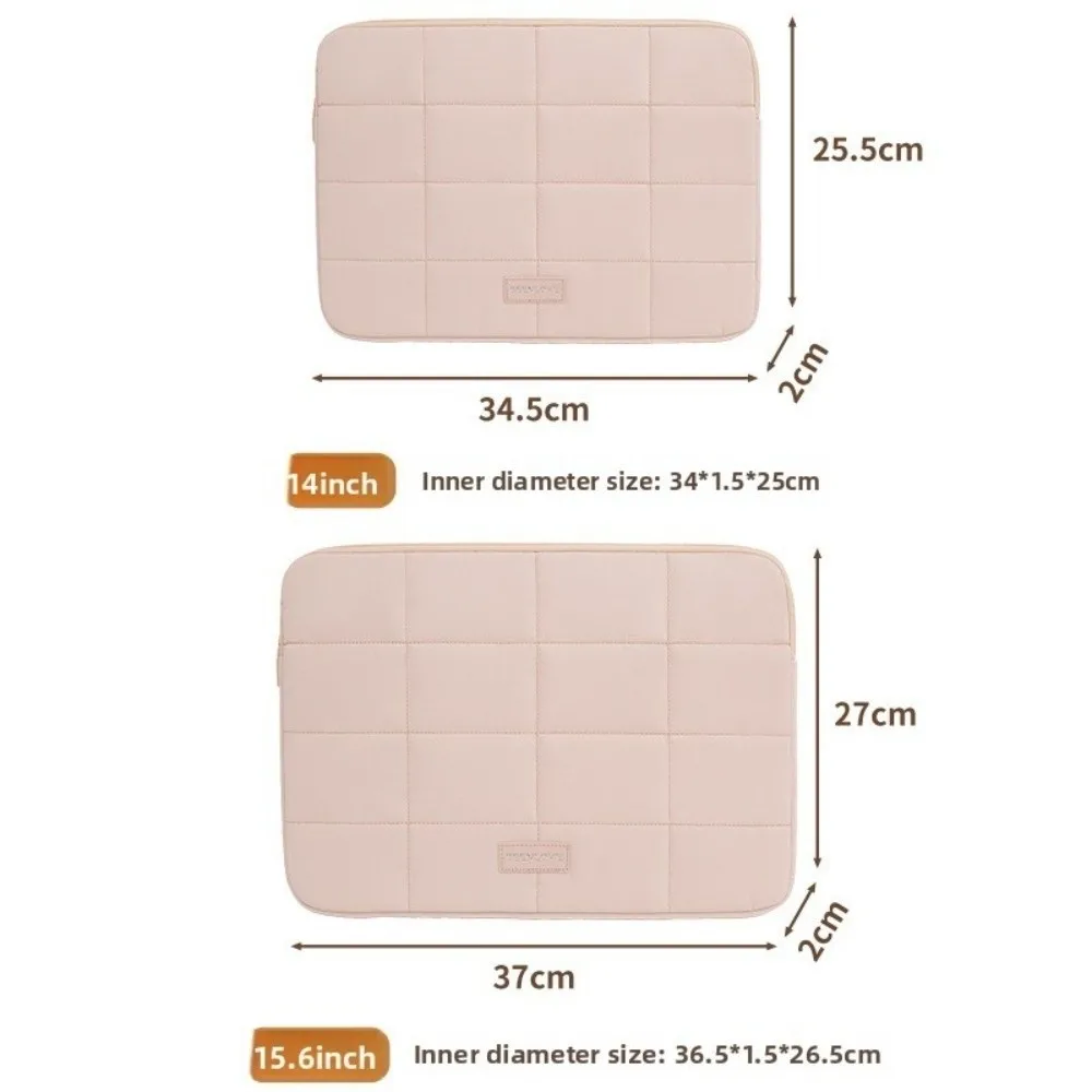 14/15.6inch Quilted Tablet Bag Solid Color Ultralight Travel Tablet Sleeve Shockproof Wear-resistant Tablet Protection Cases